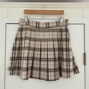 Plaid Pleated Tan Skirt